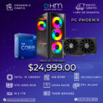 PC PHOENIX - I9 12900KF B760 RTX 4060 8GB 64GB RAM DDR4 M.2 1TB PSU 700W BRONZE EF LIQUIDO ML240